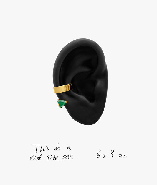 Half Cut Mini Green Chalcedony Ear Cuff