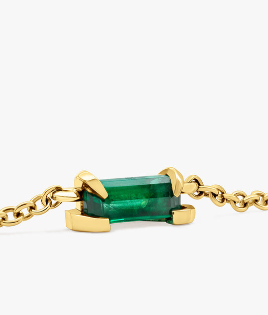 Half Cut Lab Emerald 14K Gold Bracelet 0.15 ct