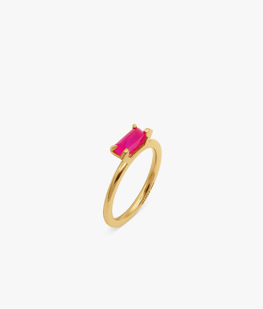 Half Cut Mini Pink Chalcedony Ring