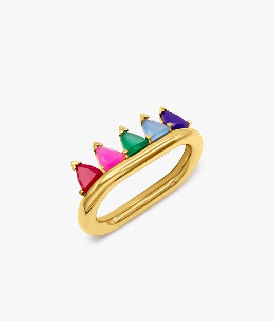Half Cut Gems Double Ring