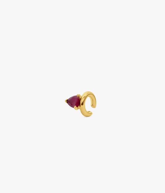 Half Cut Treated Ruby Ear Cuff