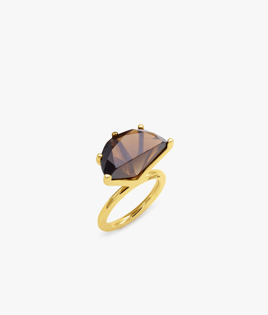 Half Cut Cognac Quartz Ring